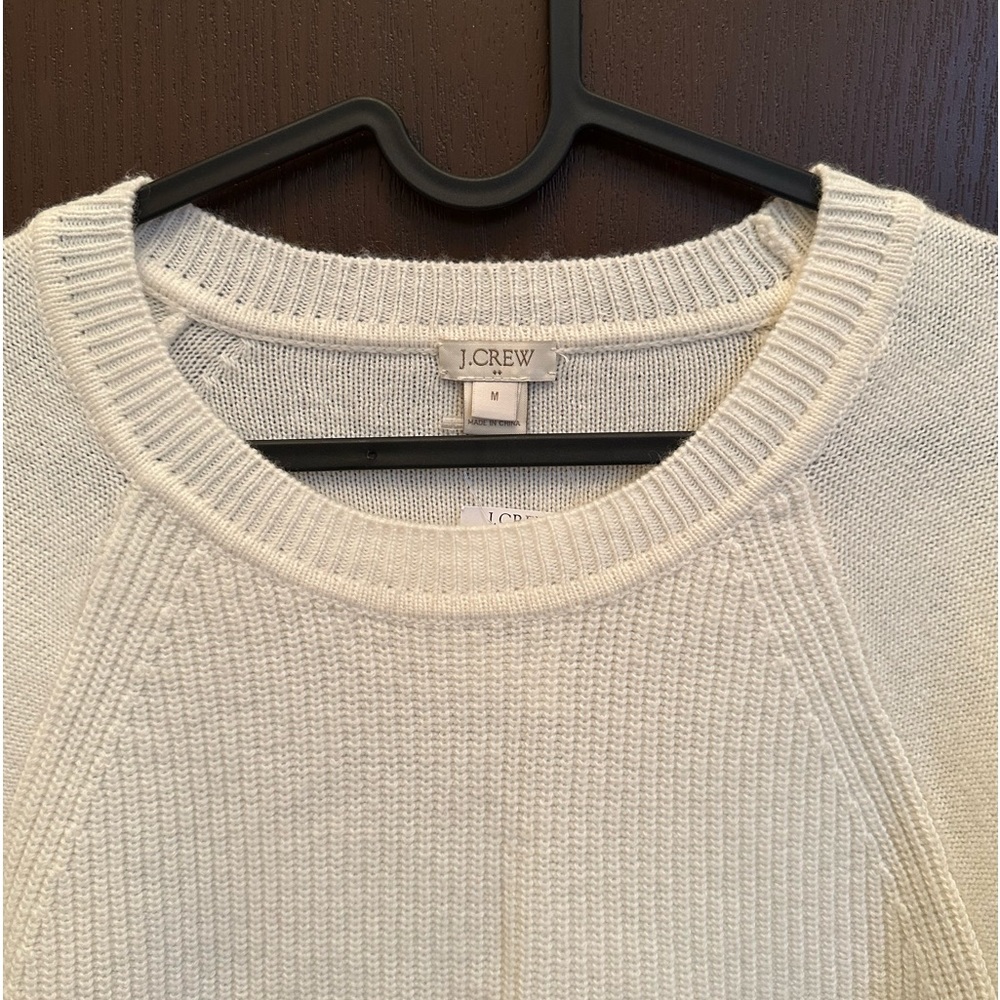 J.Crew Merino Wool Blend Waffle Knit Sweater Cream Size M NWT - Picture 4 of 5